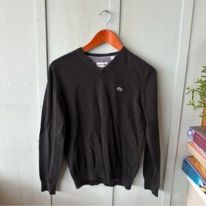 Lacoste Men's Charcoal V-Neck Sweater